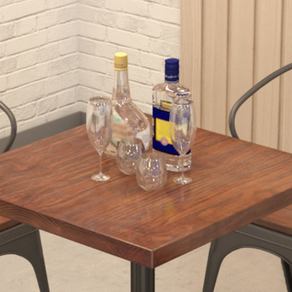 Mesa de comedor de madera sólida mesa de comedor cuadrado de estilo industrial con base de pedestal