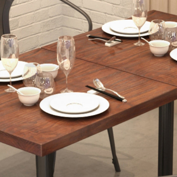 Mesa de comedor de madera sólida mesa de comedor cuadrado de estilo industrial con base de pedestal