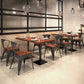 Mesa de comedor de madera sólida mesa de comedor cuadrado de estilo industrial con base de pedestal