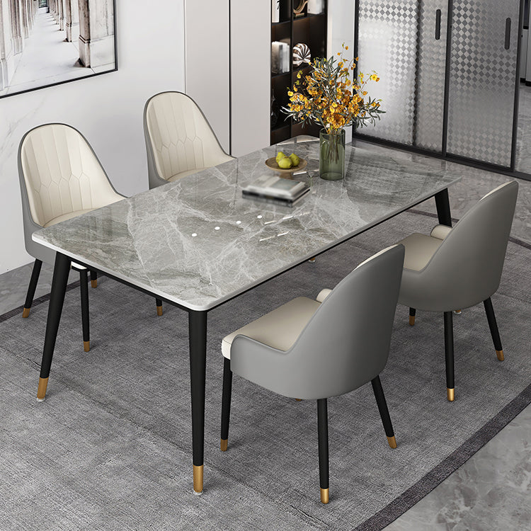 Industrial Style 4-foot Furniture Rectangle Stone Dinette Table for Home 63"L x 31.5"W x 29.5"H Without Chairs Clearhalo 'Dining Tables & Seating' 'Dining Tables' 'dining_table' 'furn' 'furn_dining_table' 'Furniture' 'Kitchen & Dining Furniture' 5618317