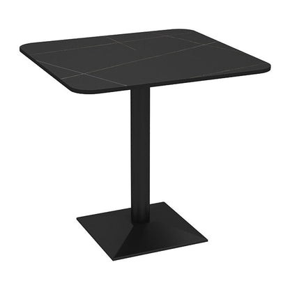 Industrial Style Dining Table Black Sintered Stone Table with Metal Base