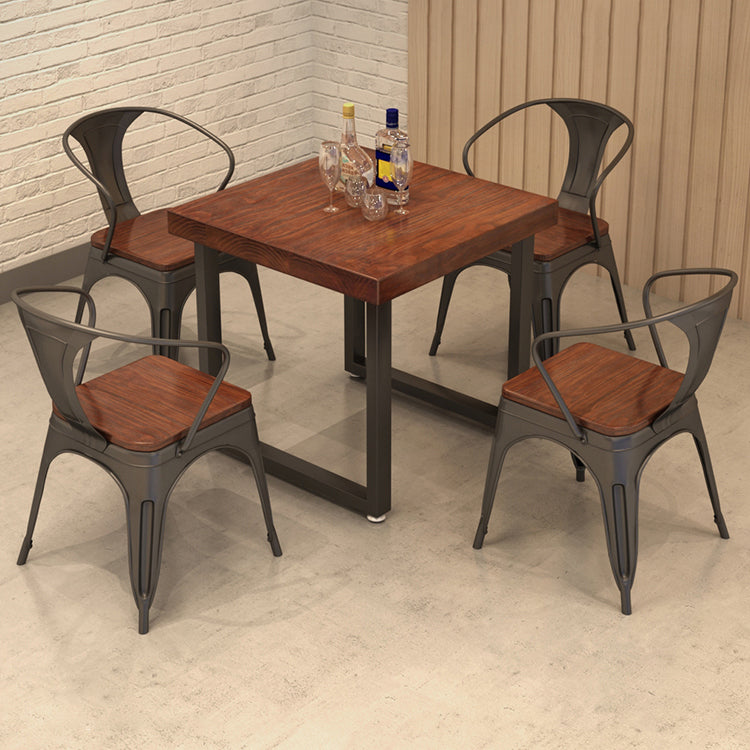 Table de salle à manger carrée industrielle Table de salle à manger en bois massif