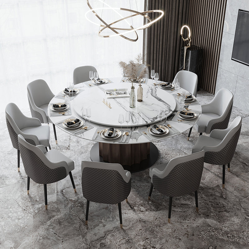 Round Pedestal Dining Table Traditional Luxury Furniture with Turntable 53.1"L x 53.1"W x 29.5"H Without Chairs Clearhalo 'Dining Tables & Seating' 'Dining Tables' 'dining_table' 'furn' 'furn_dining_table' 'Furniture' 'Kitchen & Dining Furniture' 5618364