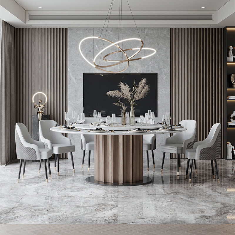 Round Pedestal Dining Table Traditional Luxury Furniture with Turntable 47.2"L x 47.2"W x 29.5"H Without Chairs Clearhalo 'Dining Tables & Seating' 'Dining Tables' 'dining_table' 'furn' 'furn_dining_table' 'Furniture' 'Kitchen & Dining Furniture' 5618365