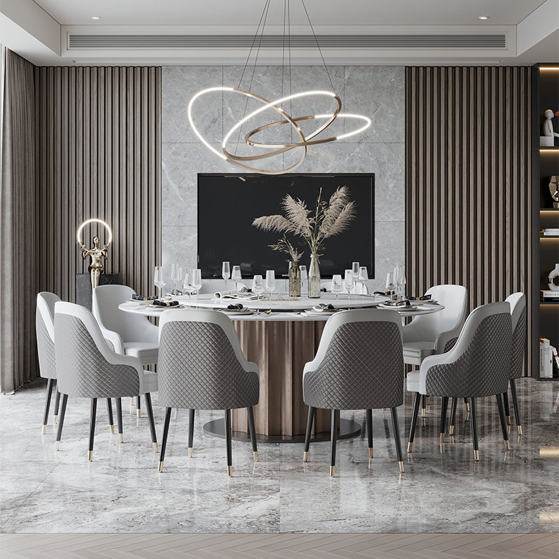 Round Pedestal Dining Table Traditional Luxury Furniture with Turntable Clearhalo 'Dining Tables & Seating' 'Dining Tables' 'dining_table' 'furn' 'furn_dining_table' 'Furniture' 'Kitchen & Dining Furniture' 5618366
