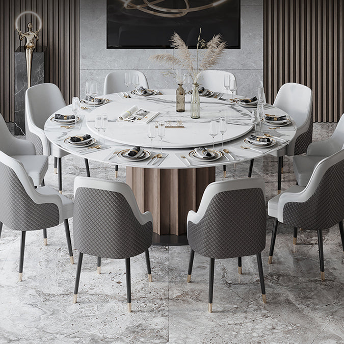 Round Pedestal Dining Table Traditional Luxury Furniture with Turntable Clearhalo 'Dining Tables & Seating' 'Dining Tables' 'dining_table' 'furn' 'furn_dining_table' 'Furniture' 'Kitchen & Dining Furniture' 5618367