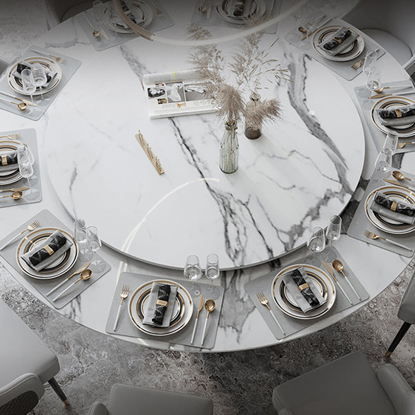Round Pedestal Dining Table Traditional Luxury Furniture with Turntable Clearhalo 'Dining Tables & Seating' 'Dining Tables' 'dining_table' 'furn' 'furn_dining_table' 'Furniture' 'Kitchen & Dining Furniture' 5618371