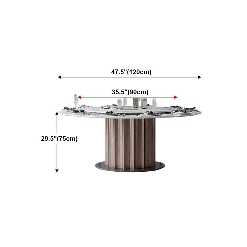 Round Pedestal Dining Table Traditional Luxury Furniture with Turntable Clearhalo 'Dining Tables & Seating' 'Dining Tables' 'dining_table' 'furn' 'furn_dining_table' 'Furniture' 'Kitchen & Dining Furniture' 5618375