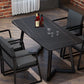 Industrial Style Dining Table Rectangle Sintered Stone Black Table with Metal Base Clearhalo 'Dining Tables & Seating' 'Dining Tables' 'dining_table' 'furn' 'furn_dining_table' 'Furniture' 'Kitchen & Dining Furniture' 5618386