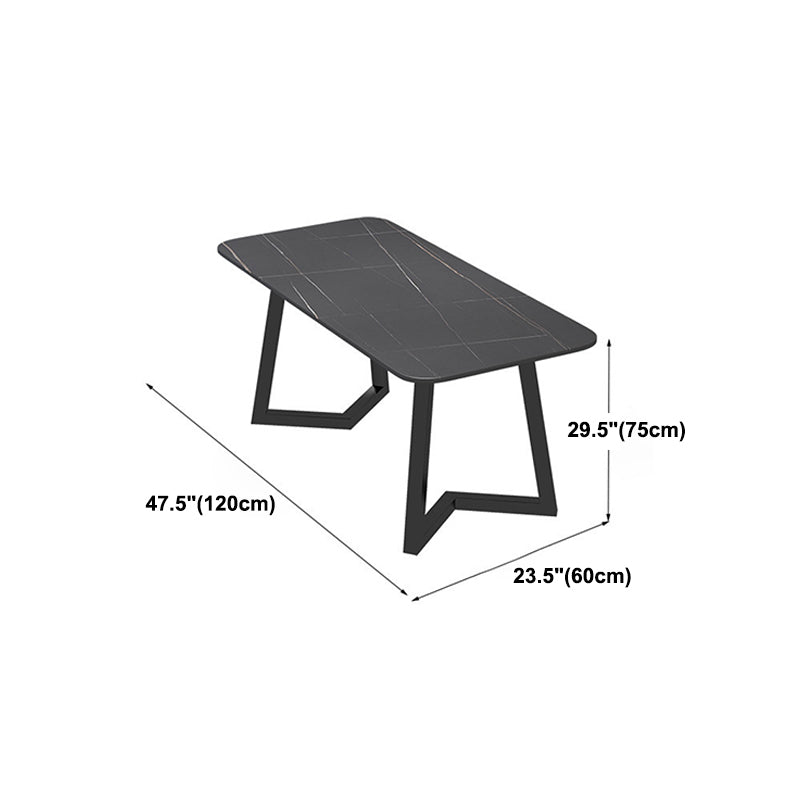 Industrial Style Dining Table Rectangle Sintered Stone Black Table with Metal Base Clearhalo 'Dining Tables & Seating' 'Dining Tables' 'dining_table' 'furn' 'furn_dining_table' 'Furniture' 'Kitchen & Dining Furniture' 5618387