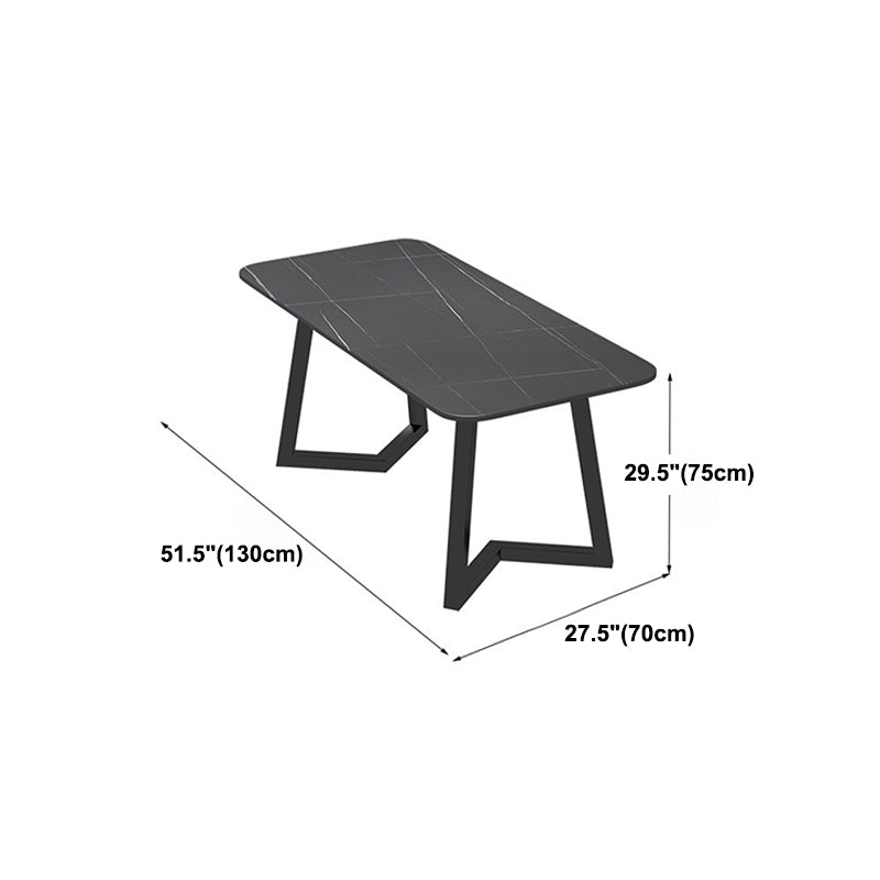 Industrial Style Dining Table Rectangle Sintered Stone Black Table with Metal Base Clearhalo 'Dining Tables & Seating' 'Dining Tables' 'dining_table' 'furn' 'furn_dining_table' 'Furniture' 'Kitchen & Dining Furniture' 5618388