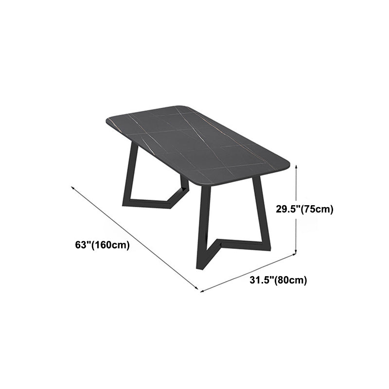 Industrial Style Dining Table Rectangle Sintered Stone Black Table with Metal Base Clearhalo 'Dining Tables & Seating' 'Dining Tables' 'dining_table' 'furn' 'furn_dining_table' 'Furniture' 'Kitchen & Dining Furniture' 5618389