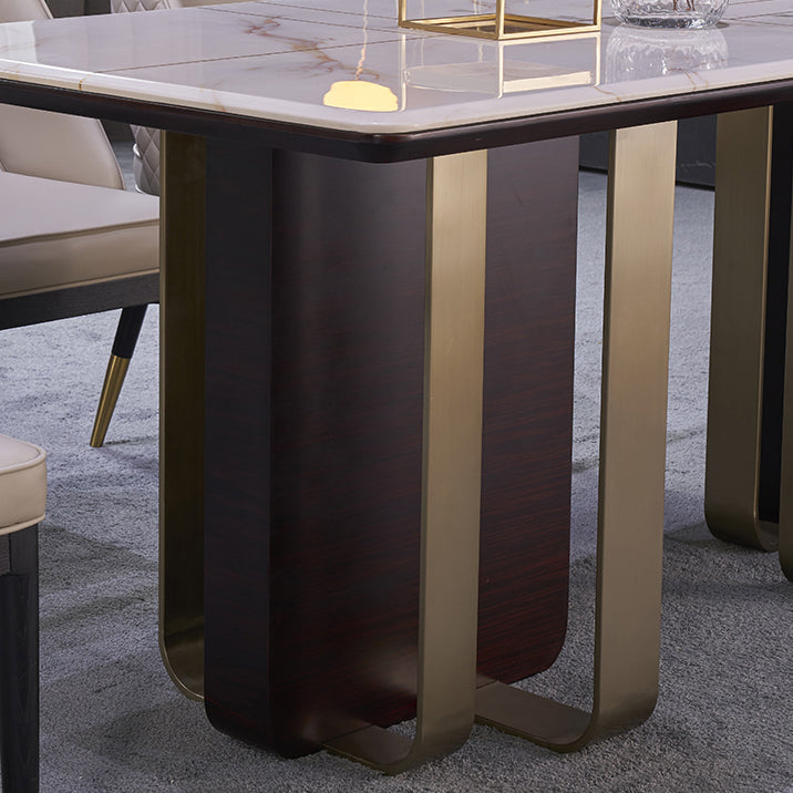 Mesa de comedor rectangular de piedra de lujo tradicional para el hogar