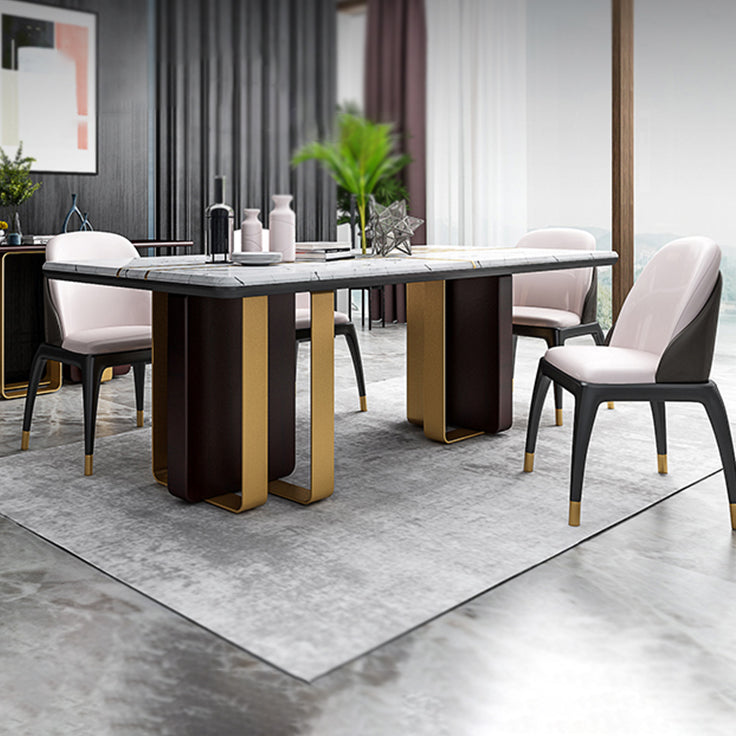 Mesa de comedor rectangular de piedra de lujo tradicional para el hogar