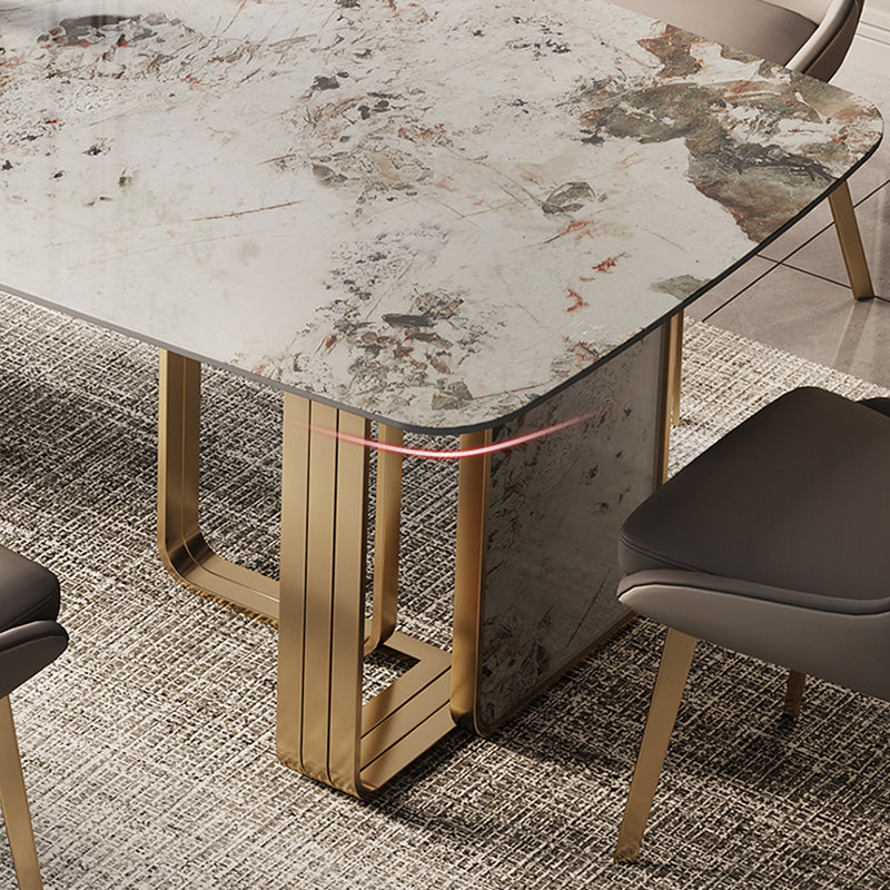 Traditional Luxury Dining Site Table Rectangle Stainless Steel Table Clearhalo 'Dining Tables & Seating' 'Dining Tables' 'dining_table' 'furn' 'furn_dining_table' 'Furniture' 'Kitchen & Dining Furniture' 5618420