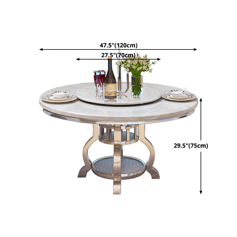 Metal Traditional Luxury Round Table Stone Top Indoor Table with Storage