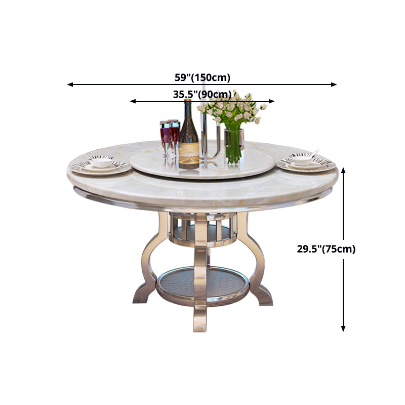 Metal Traditional Luxury Round Table Stone Top Indoor Table with Storage