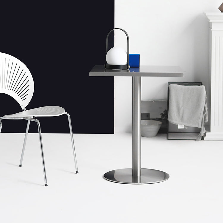 Tavolo da pranzo quadrato industriale metallico tavolo in acciaio inossidabile con piedistallo