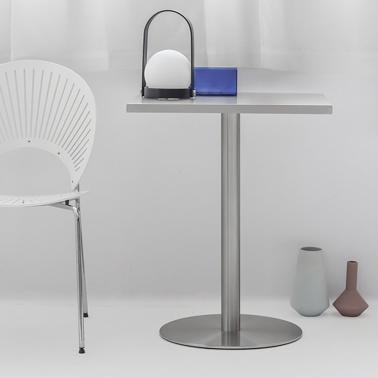 Tavolo da pranzo quadrato industriale metallico tavolo in acciaio inossidabile con piedistallo