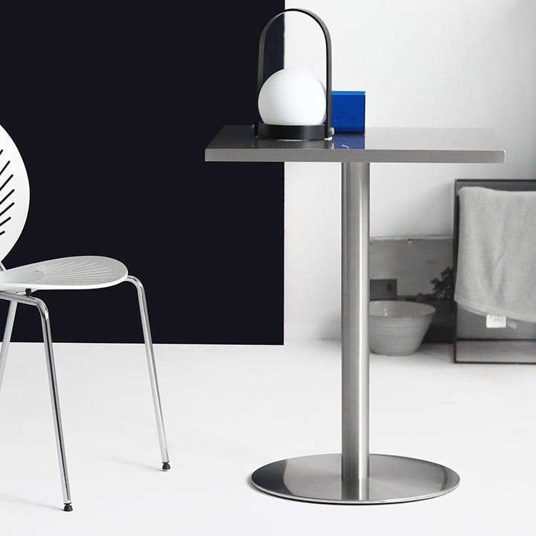 Tavolo da pranzo quadrato industriale metallico tavolo in acciaio inossidabile con piedistallo