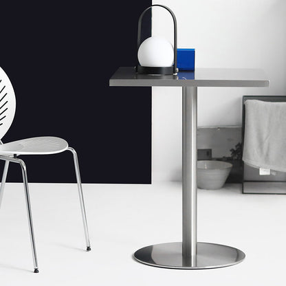 Tavolo da pranzo quadrato industriale metallico tavolo in acciaio inossidabile con piedistallo