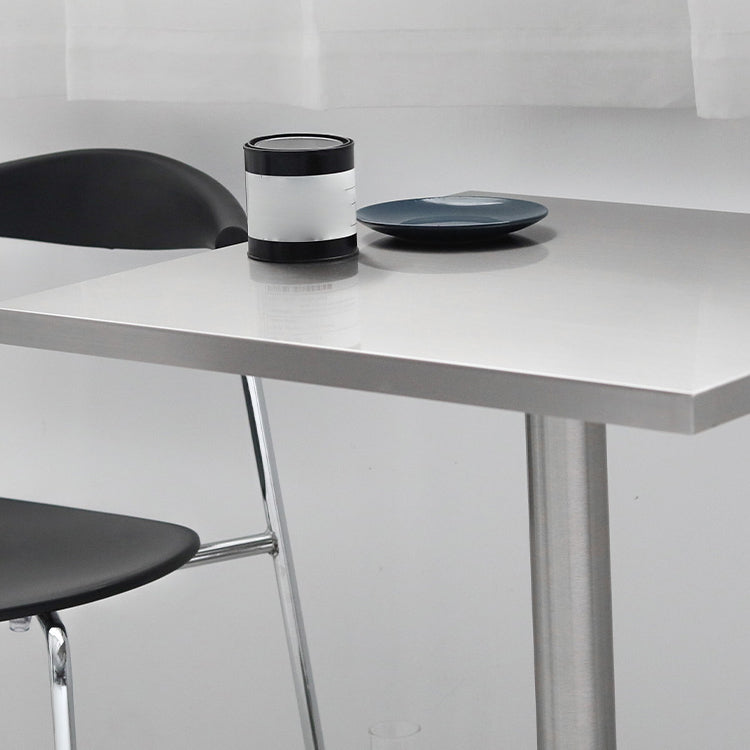 Tavolo da pranzo quadrato industriale metallico tavolo in acciaio inossidabile con piedistallo