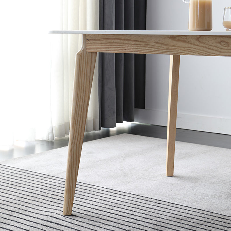Mesa de comedor rectangular Mesa blanca fija con tapa de piedra sinterizada