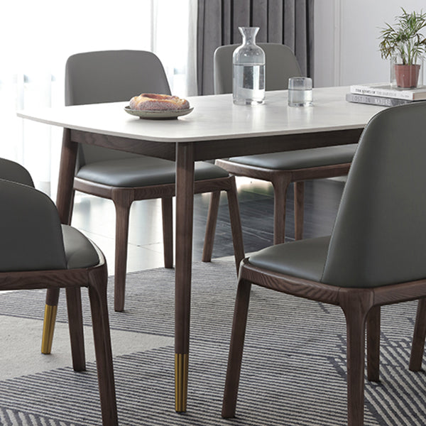 Rectangle 4 Legs Luxury Table White Sintered Stone Top Fixed Table Clearhalo 'Dining Tables & Seating' 'Dining Tables' 'dining_table' 'furn' 'furn_dining_table' 'Furniture' 'Kitchen & Dining Furniture' 5618513