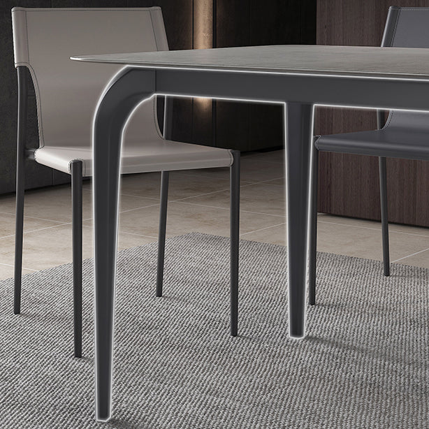 Rectangle Industrial Dining Table Black Sintered Stone Fixed Table Clearhalo 'Dining Tables & Seating' 'Dining Tables' 'dining_table' 'furn' 'furn_dining_table' 'Furniture' 'Kitchen & Dining Furniture' 5618546