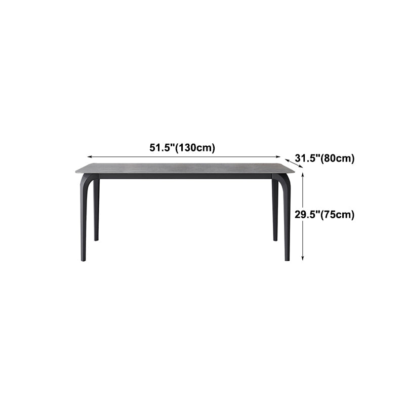Rectangle Industrial Dining Table Black Sintered Stone Fixed Table Clearhalo 'Dining Tables & Seating' 'Dining Tables' 'dining_table' 'furn' 'furn_dining_table' 'Furniture' 'Kitchen & Dining Furniture' 5618556