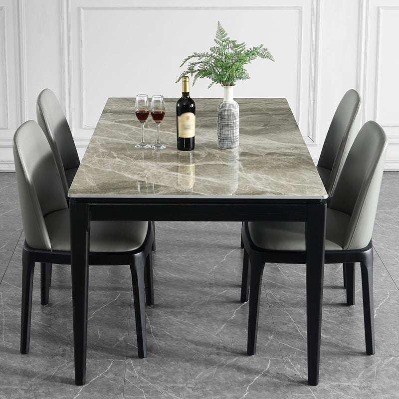 Table à manger rectangle de style du milieu du siècle avec des jambes en bois massif