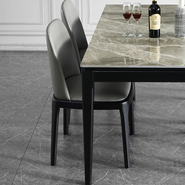 Table à manger rectangle de style du milieu du siècle avec des jambes en bois massif