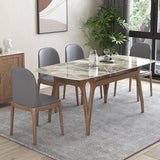 Sintered Stone Top Rectangle Table for Restaurant Modern Dining Table with Ash Wood 4 Legs