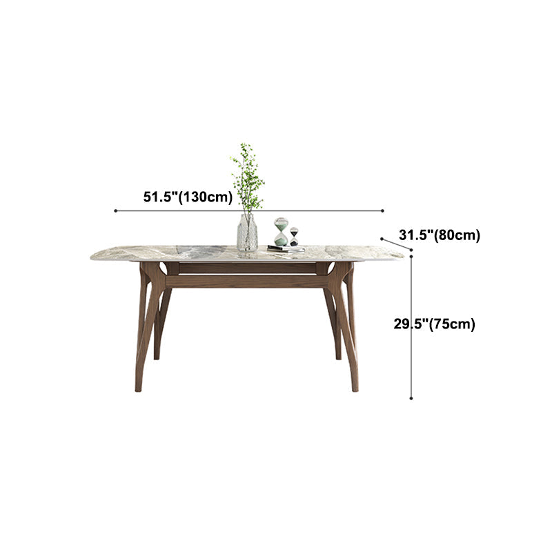 Sintered Stone Top Rectangle Table for Restaurant Modern Dining Table with Ash Wood 4 Legs