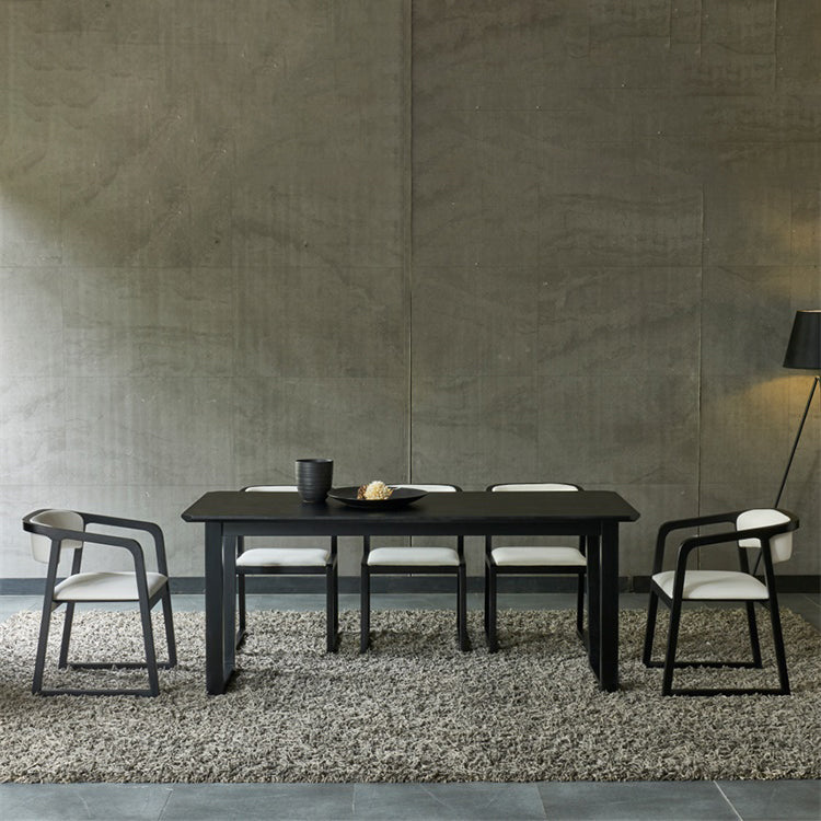 Table à manger industrielle rectangle Black Ashwood Wood Fixed Table