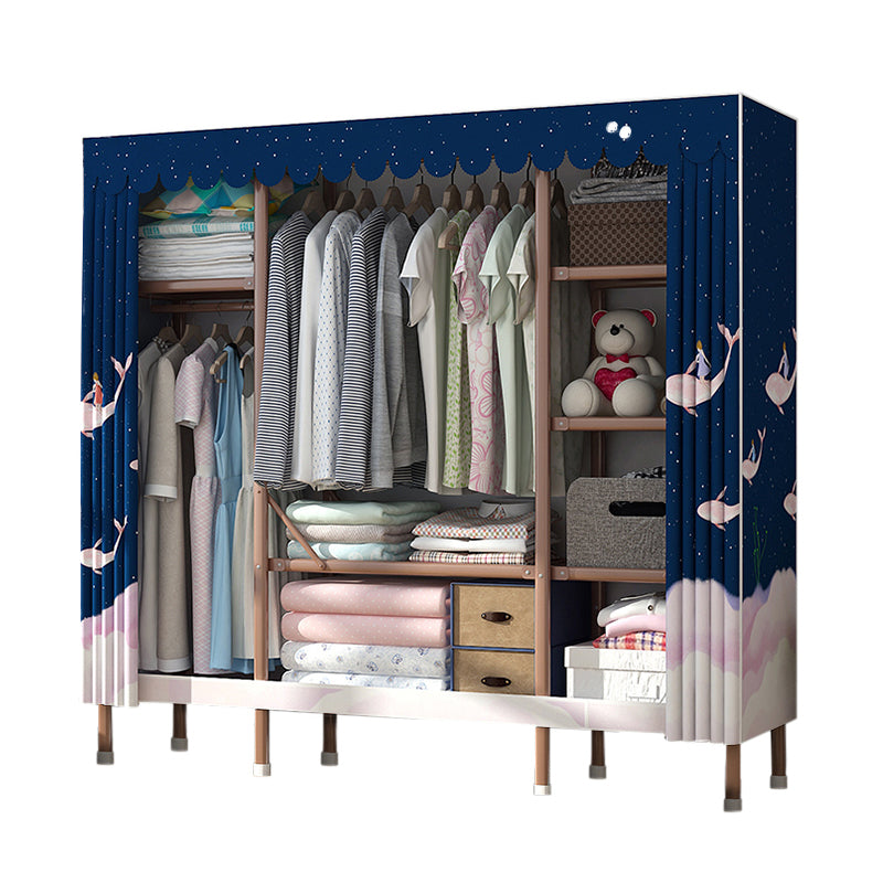 Bruin metalen frame garderobe armoire moderne vouwgarderobe kast