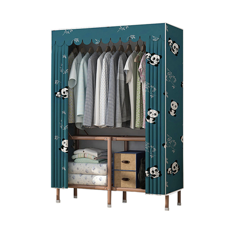 Bruin metalen frame garderobe armoire moderne vouwgarderobe kast
