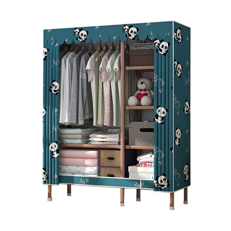 Bruin metalen frame garderobe armoire moderne vouwgarderobe kast