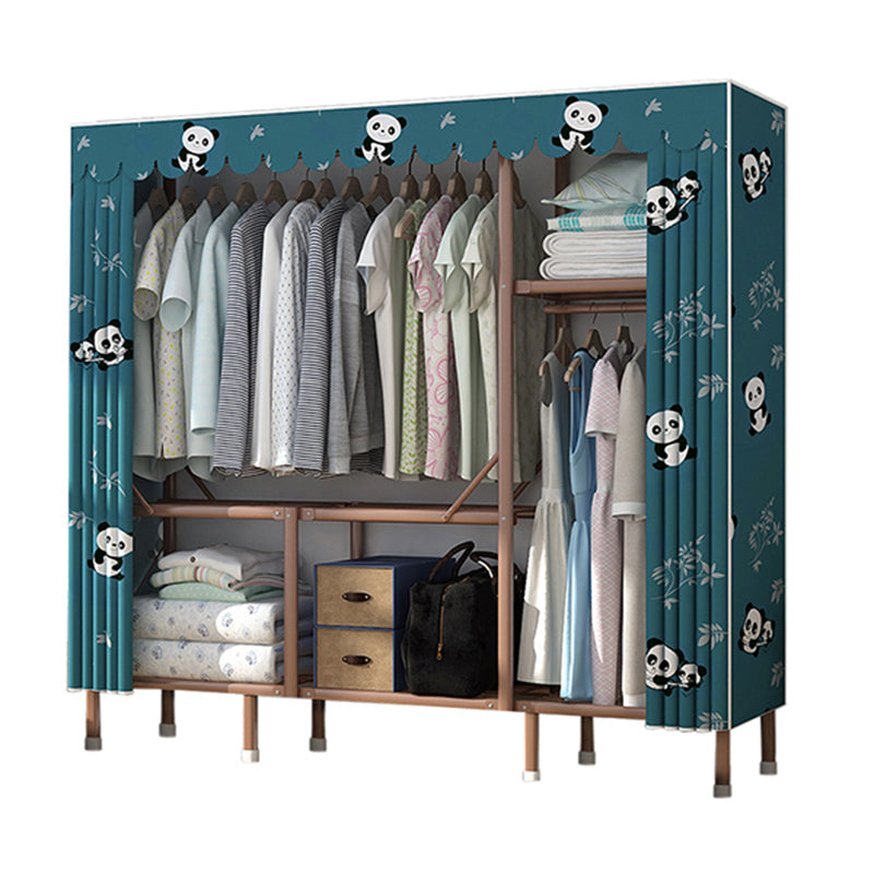 Bruin metalen frame garderobe armoire moderne vouwgarderobe kast