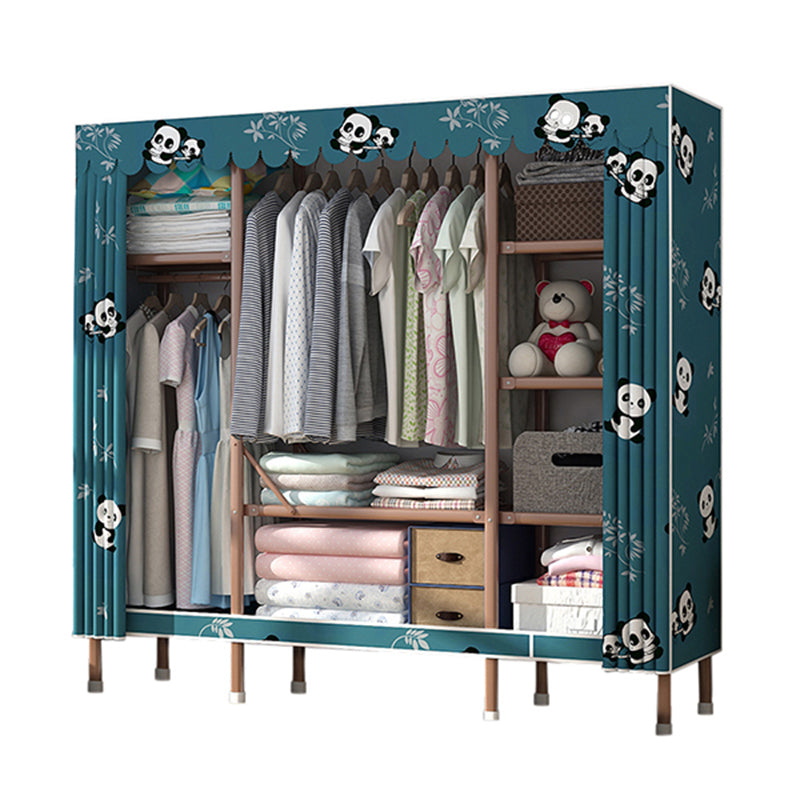 Bruin metalen frame garderobe armoire moderne vouwgarderobe kast