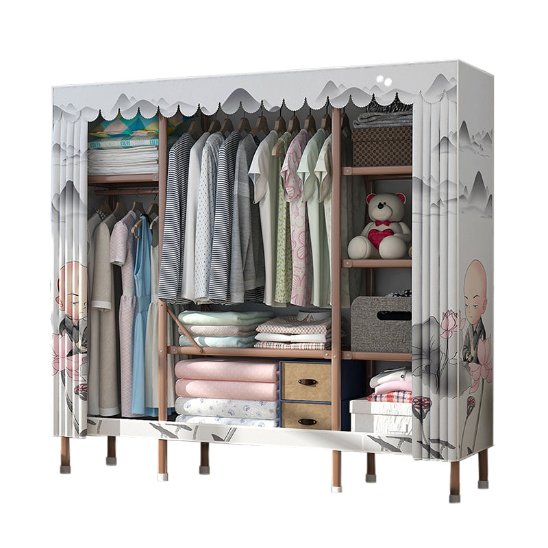 Bruin metalen frame garderobe armoire moderne vouwgarderobe kast