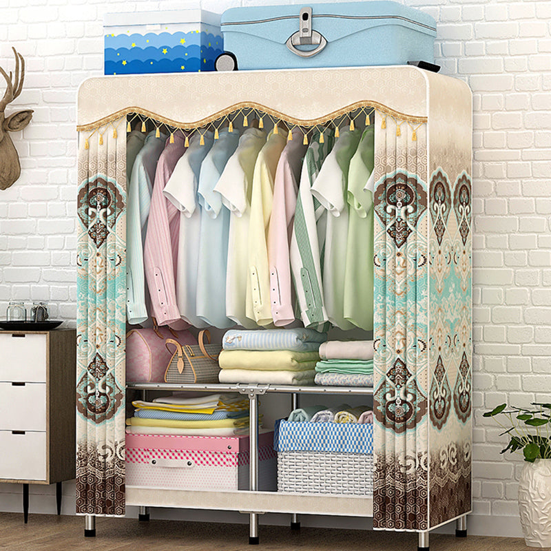 Contemporary Folding Wardrobe Cabinet Metal Frame Wardrobe with Shelves Clearhalo 'Armoires & Wardrobes' 'armoires_wardrobes' 'Bedroom Furniture' 'furn' 'furn_armoires_wardrobes' 'Furniture' 5618693