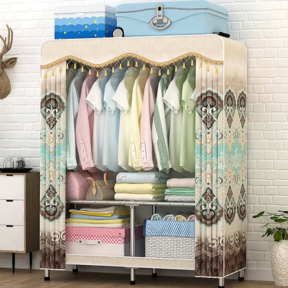 Contemporary Folding Wardrobe Cabinet Metal Frame Wardrobe with Shelves Flower Clearhalo 'Armoires & Wardrobes' 'armoires_wardrobes' 'Bedroom Furniture' 'furn' 'furn_armoires_wardrobes' 'Furniture' 5618703