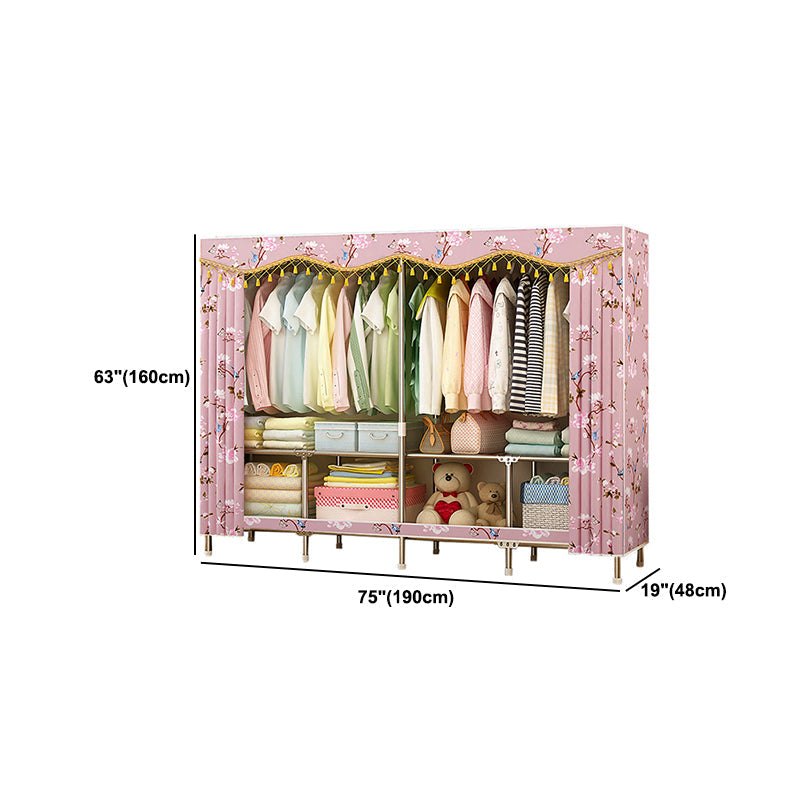 Contemporary Folding Wardrobe Cabinet Metal Frame Wardrobe with Shelves Clearhalo 'Armoires & Wardrobes' 'armoires_wardrobes' 'Bedroom Furniture' 'furn' 'furn_armoires_wardrobes' 'Furniture' 5618712