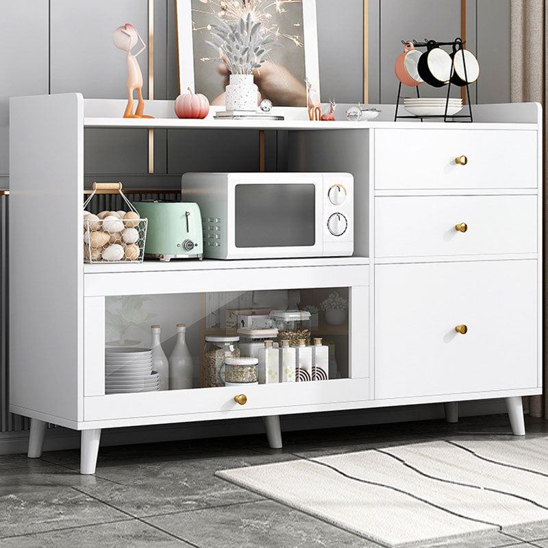 Door and Drawer Sideboard Modern Engineered Wood Sideboard for Dining Room 47"L x 14"W x 35"H White Clearhalo 'buffet_sideboard' 'Buffets & Sideboards' 'furn' 'furn_buffet_sideboard' 'Furniture' 'Kitchen & Dining Furniture' 5618719