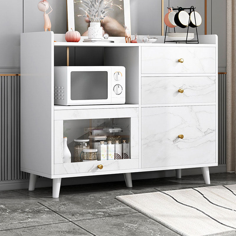 Door and Drawer Sideboard Modern Engineered Wood Sideboard for Dining Room 31"L x 14"W x 35"H Gloss White Clearhalo 'buffet_sideboard' 'Buffets & Sideboards' 'furn' 'furn_buffet_sideboard' 'Furniture' 'Kitchen & Dining Furniture' 5618723