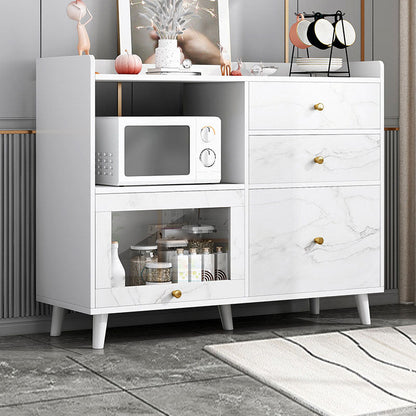 Door and Drawer Sideboard Modern Engineered Wood Sideboard for Dining Room 31"L x 14"W x 35"H Gloss White Clearhalo 'buffet_sideboard' 'Buffets & Sideboards' 'furn' 'furn_buffet_sideboard' 'Furniture' 'Kitchen & Dining Furniture' 5618723