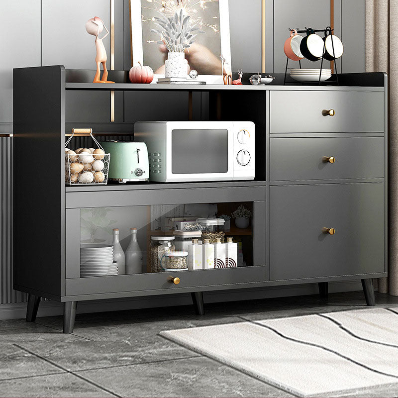 Door and Drawer Sideboard Modern Engineered Wood Sideboard for Dining Room 47"L x 14"W x 35"H Black Clearhalo 'buffet_sideboard' 'Buffets & Sideboards' 'furn' 'furn_buffet_sideboard' 'Furniture' 'Kitchen & Dining Furniture' 5618725