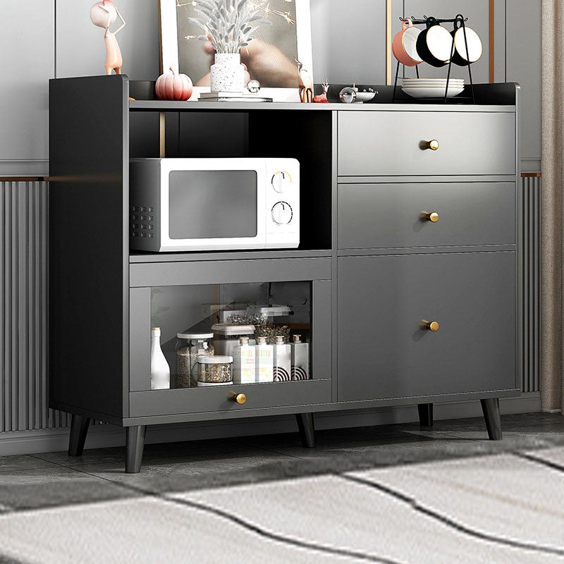 Door and Drawer Sideboard Modern Engineered Wood Sideboard for Dining Room 31"L x 14"W x 35"H Black Clearhalo 'buffet_sideboard' 'Buffets & Sideboards' 'furn' 'furn_buffet_sideboard' 'Furniture' 'Kitchen & Dining Furniture' 5618727