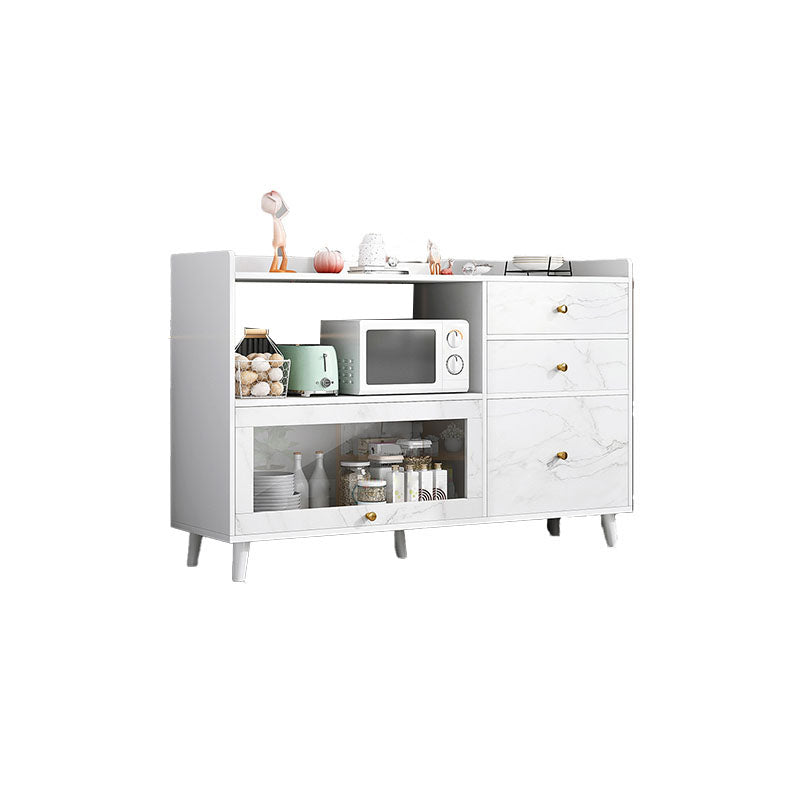 Door and Drawer Sideboard Modern Engineered Wood Sideboard for Dining Room 47"L x 14"W x 35"H Gloss White Clearhalo 'buffet_sideboard' 'Buffets & Sideboards' 'furn' 'furn_buffet_sideboard' 'Furniture' 'Kitchen & Dining Furniture' 5618729